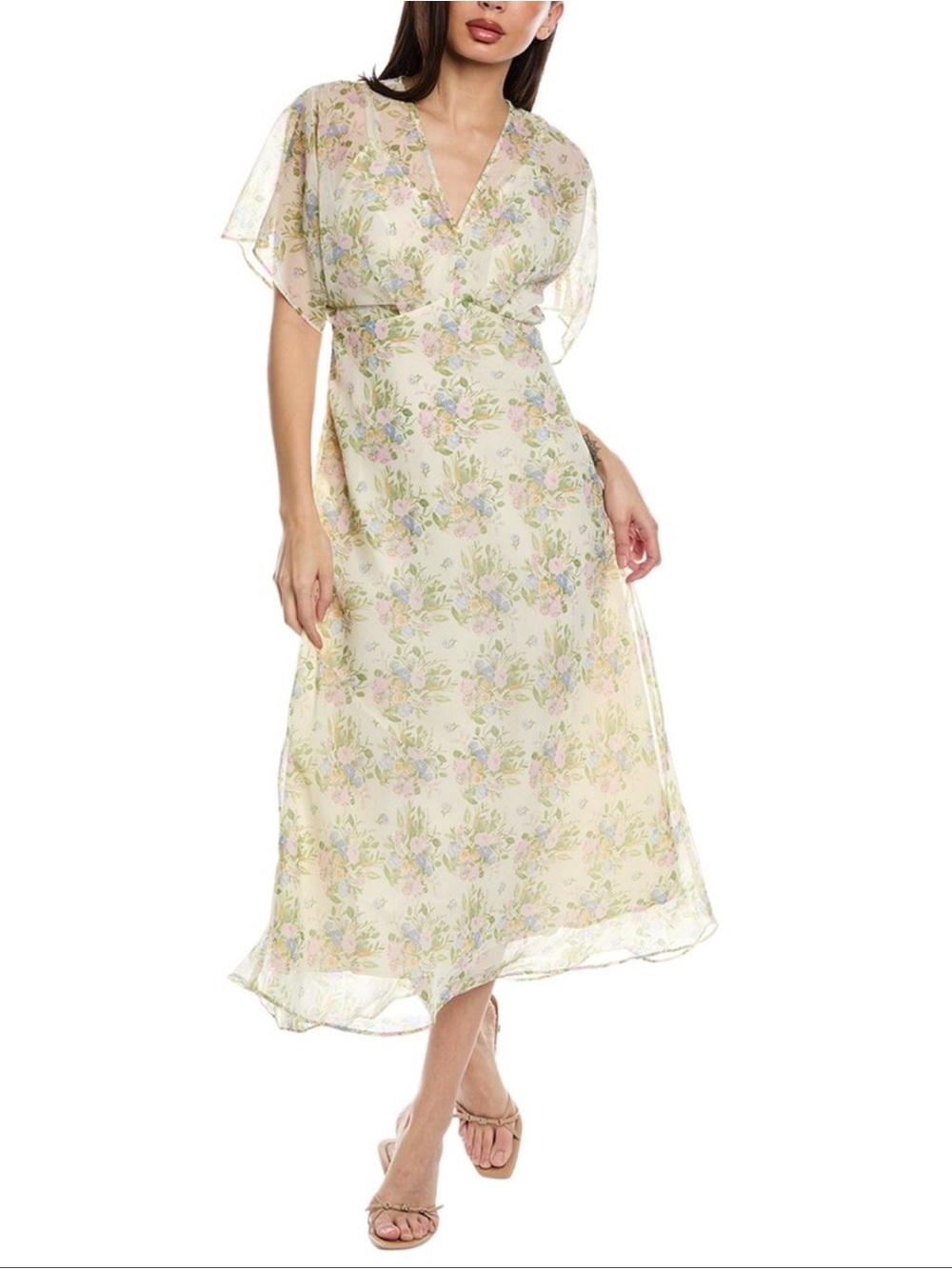 ASTR The Label Floral Chiffon Midi Dress NWT XS Cottagecore Wedding Guest